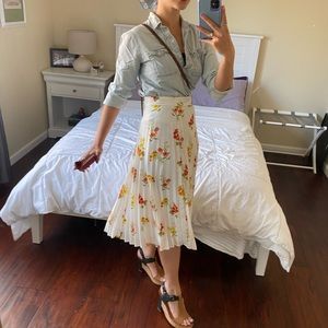 Accordion pleat floral skirt